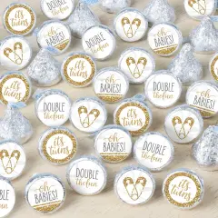Big Dot of Happiness It's Twins - Gold Twins Baby Shower Small Round Candy Stickers - Party Favor Labels - 324 Count