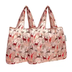 Wrapables Foldable Tote Nylon Reusable Grocery Bag (Set of 2) Deer