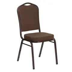 Emma and Oliver Crown Back Stacking Banquet Dining Chair BrownFab/Copper