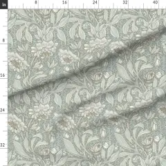 Various Fabrics by the Yard or Fat Quarter Pale Green Antique Victorian Sage Hellebore Arts And Crafts Floral Neutral Art Nouveau Large Scale Damask Botanical Custom Printed Fabric by Spoonflower