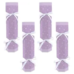 Big Dot of Happiness Purple Confetti Stars - No Snap Simple Party Table Favors - DIY Cracker Boxes - Set of 12