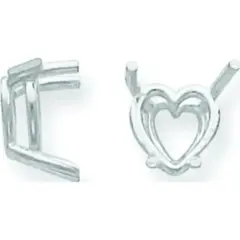 14K White Gold 4 Prong Heart Setting 6mm