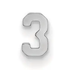 14K White Gold Number 3 4mm