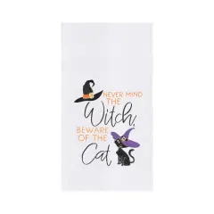Beware of The Cat Halloween Cotton Embroidered Flour Sack Kitchen Towel