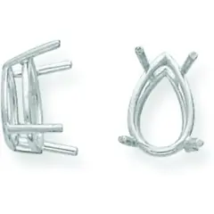 14K White Gold 4 Prong Pear Wire Basket Setting 10x7mm