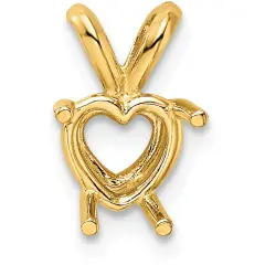 14K Gold 4 Prong Heart Pendant Setting 8mm