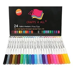 Fabric Pens for Clothes - 24-Pack Permanent No-Fade Markers, No-Bleed, Machine Washable Shoe Markers for Fabric Decorating and Laundry, Easily Erases Stains
