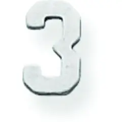 14K White Gold Number 3 8mm
