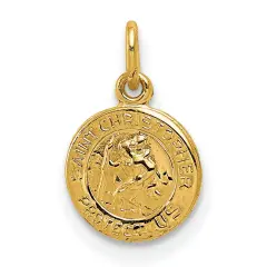 14K Yellow Gold Saint Christopher Medal Charm Jewelry 14mm 14mm x 8mm