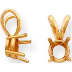 14K Gold 4 Prong Round Pendant Setting 5.25mm