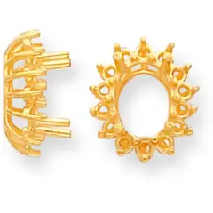 14K Gold Oval Cluster Setting (6X4 To 10X8mm Center)