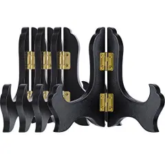 Tatuo 4 Packs Wooden Plate Display Stands Picture Easel Holder Stand Decorative Wood Library Decor for Display Picture Frame Holder Easels (4 Inch, Black)