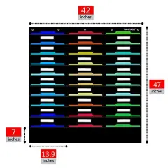 Wall File Organizer Folder with 30 File Pockets, 30 Dry-Erase Cards Plus 5 Over The Door Hooks and 8 Wall Hooks, 47 X 42 inch