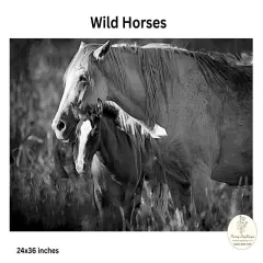 Wild Horses - Paper for Decoupage Crafting and Multi Media Art Black and White- Large