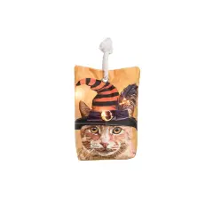 Witch Cat-Chunk Halloween Light-Up LED Doorstop Decor