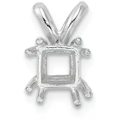 14K White Gold 8 Prong Princess Pendant Setting 4.5mm