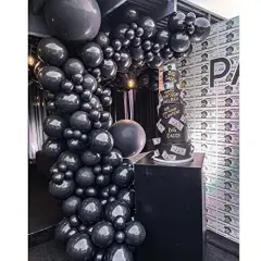 100 Pack 12 Inch Black Latex Balloons - Round Helium Balloons for Black Themed Wedding, Graduation, Anniversary, and Birthday Party Backdrop Decorations