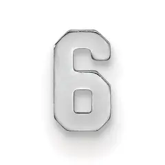 14K White Gold Number 6 4mm