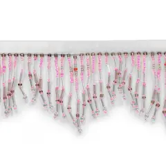 Bugle and Seed Bead Fringe Trim Pack of 1 Yard Lavender