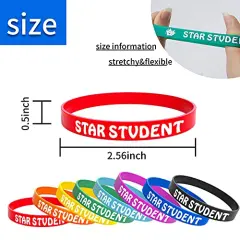 24PCS Star Student Wristbands-Color Star Student Silicone Bracelets,Star Student rubber Bracelets for School Classroom Teacher Recognition Award, Sports Office Education Activities Kids