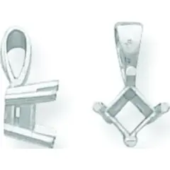 14K White Gold 4 Prong Princess Pendant Setting 3.5mm