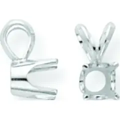 14K White Gold 0.1ct 4 Prong Round Pendant Setting