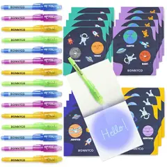 16 pck Invisible Ink Pen & Notebook, Space Party Favors | Space Themed Party Favors for Kids Goodie Bags Stuffers Pinata Stuffers Classroom Prizes Return Gifts for Kids Birthday Student Gifts