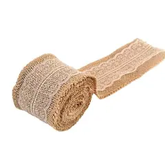 eZthings Decorative Designer Fabric Ribbons for Home Craft Projects and Gift Baskets Tan(2.4" Width)