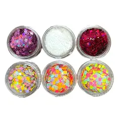 Barbie Girl-Inspired Combo Set of Glitter Shapes and Dot Glitter Mixes for Epoxy and UV Resin Art