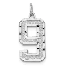 14K White Gold Large Number 9 Charm Pendant FindingKing Jewerly 25mm x 11mm