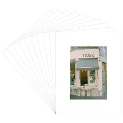 Art Pack of 10, Acid-Free White Pre-Cut 8x10 Picture Mat for 5x7 Photo with White Core Bevel Cut Frame Mattes