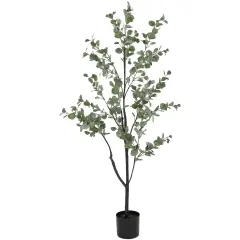 Northlight Real Touch&trade; Artificial Eucalyptus Tree in Black Pot 53" Green