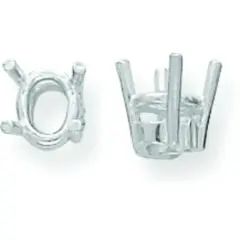 14K White Gold 4 Prong Oval Basket Setting 2mm