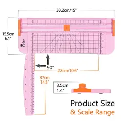 A4 Paper Cutter 12 Inch Titanium Straight Paper Trimmer with Side Ruler for Scrapbooking Craft, Paper, Coupon, Label, Cardstock(Pink)