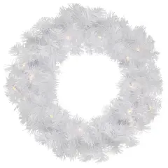 Northlight Pre-Lit Pine Artificial Christmas Wreath - 24" - White - Clear Lights