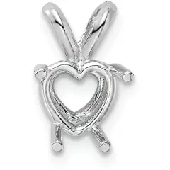 14K White Gold 4 Prong Heart Pendant Setting 8mm