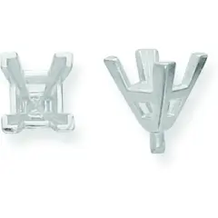 14K WG 4 Prong Emerald Cut Peg V-End Setting 6mm