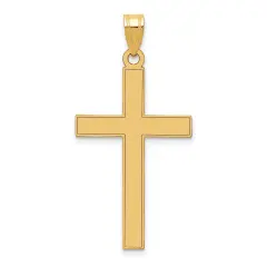 14K Yellow Gold Cross Pendant Charm Religious Jewelry 36 X 18mm