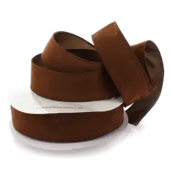 1.5" Wired Suede Velvet Ribbon Camel - 25 Yards