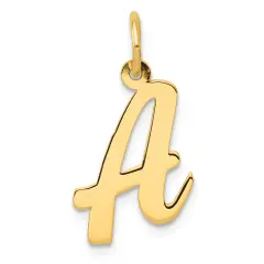 14K Yellow Gold Medium Script Initial Letter A Charm Jewerly 19mm x 11mm