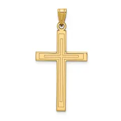 14K Yellow Gold Cross Pendant Charm Religious Jewerly 36mm x 19mm