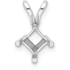 14K White Gold 4 Prong Princess Pendant Setting 6.5mm
