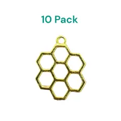10 Pack of 7 part Honeycomb Shaped Open Back Pendant or Earring Bezel Blank for UV or Epoxy Resin