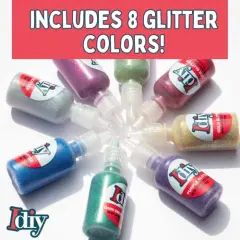 DIY Fabric Paints - 8 Glitter Colors, 1 oz Bottles, Ultra Bright 3D Paint for T-Shirts and Clothing, Non-Toxic, Water-Based, Washable, Permanent, Ideal for Classroom, Kids' Birthday Parties, and Summer Camps
