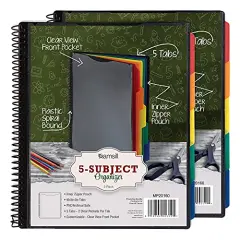 2 Pack 10 Pocket Spiral Project Organizer - Includes 5 Dividers, Customizable Front Cover, and Erasable Write-On Tabs in Assorted Colors