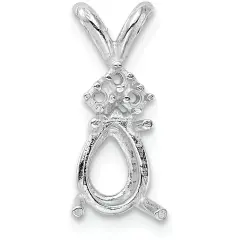 14K White Gold 4 Prong Pear Pendant Setting 10x7mm