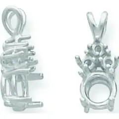 14K White Gold 4 Prong Round Pendant Setting 4.25mm