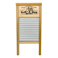 Lehman's Galvanized Steel Manual Washboard, Rub-A-Dub, Wavy, V Crimp, for Function, Decor, or Music, Small 18 in x 8.5 inches