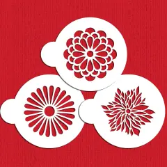 Modern Flower Cookie Stencil Set | C559 by Designer Stencils | Cookie Decorating Tools | Baking Stencils for Royal Icing, Airbrush, Dusting Powder | Reusable Plastic Food Grade Stencil for Cookies | Easy to Use & Clean Cookie Stencil