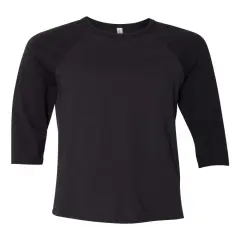 BELLA + CANVAS&reg; Crewneck Three Quarter Baseball Tee Black heather/ black